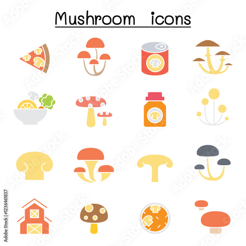 Mushroom icon set in thin line style