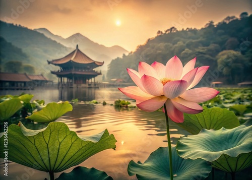 Vintage Inspired Lotus Flower at Dumulmeori, Korea photo