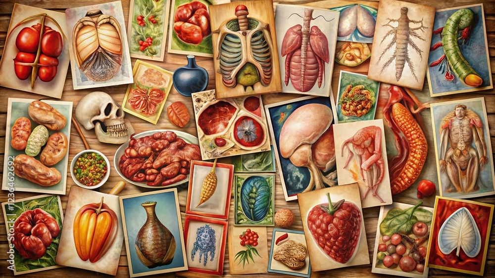 Fototapeta premium Vintage Medical Photo of Preservation and Treatment of Organs and Body Parts