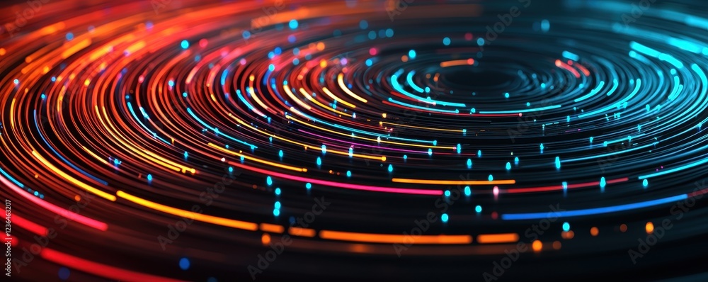 Colorful Light Trails in Circular Motion Patterns