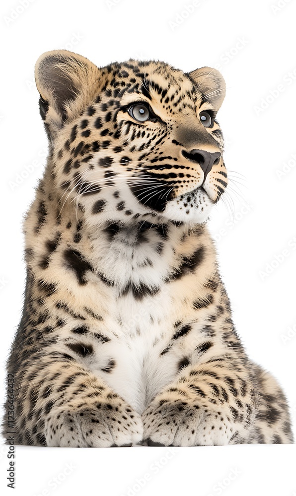 Leopard Cub Studio Portrait, White Background Leopard Cub Studio Portrait, White Background