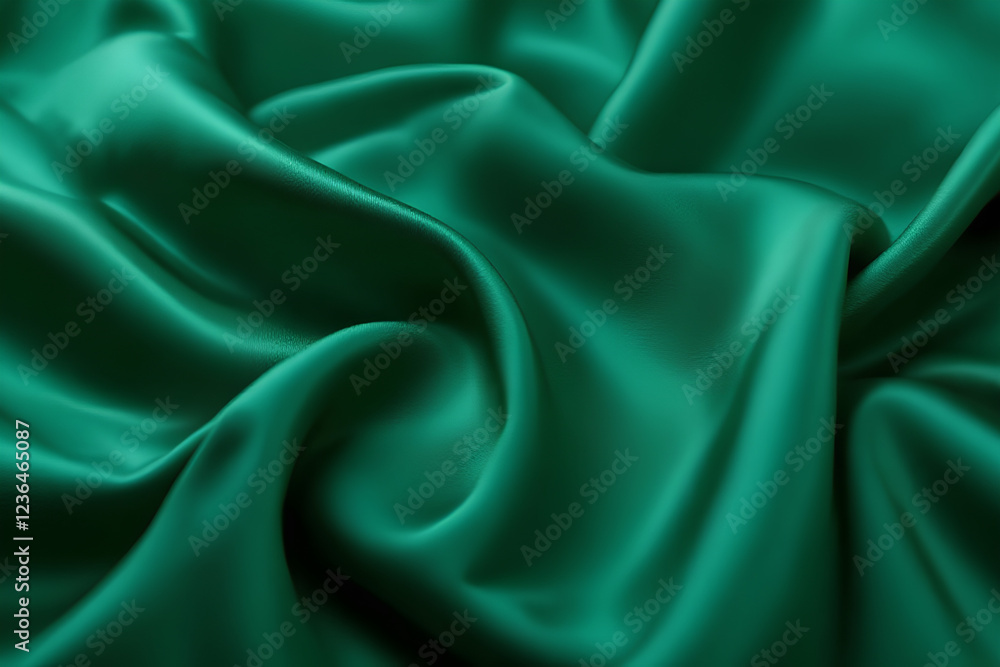 Obraz premium Emerald Green Silk Drape Abstract Background Texture