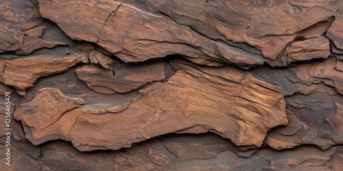 Close up of layered rock formation with texture in natural environment, backdrop use.