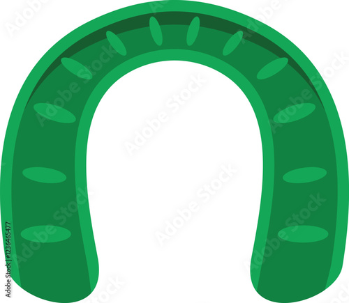 Green horseshoe hanging upside down, symbolizing good luck and fortune