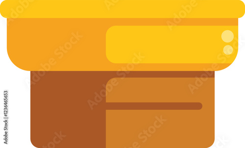 Simple vector illustration of an empty showcase with a golden top for museums