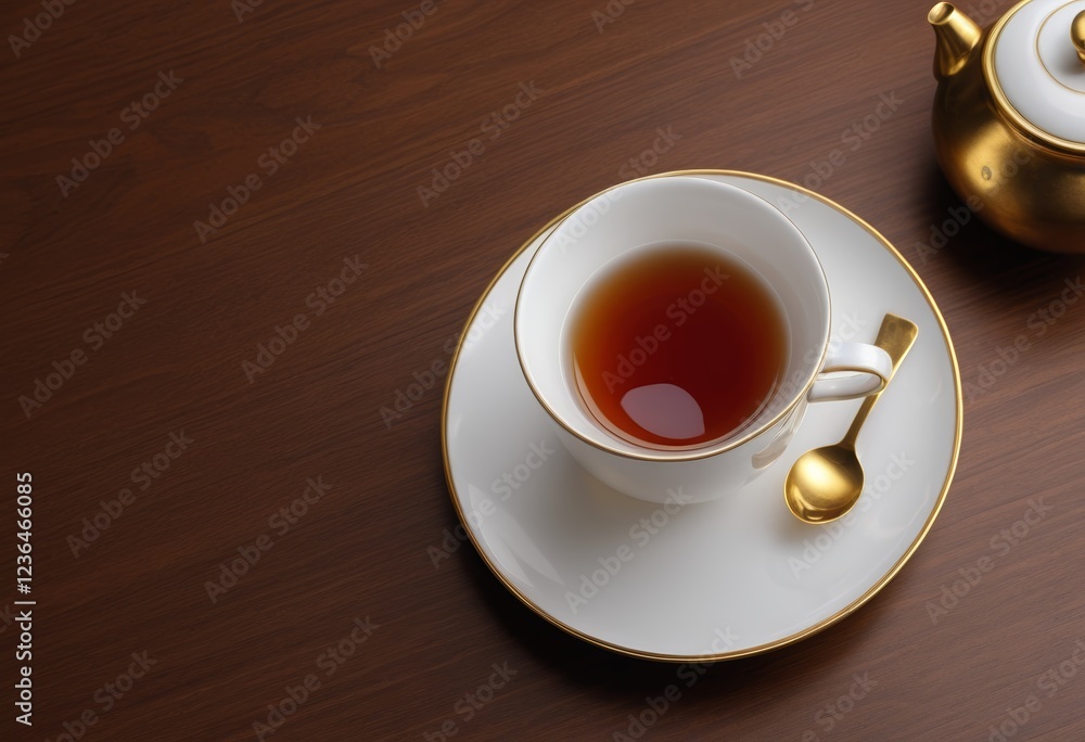 Obraz premium A teacup on the table from a high angle