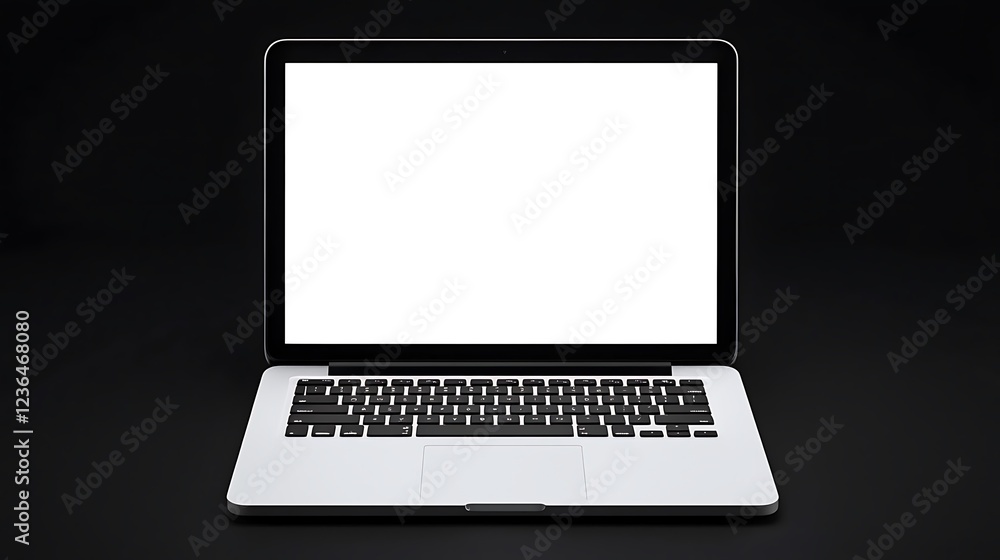 Blank laptop screen on a dark background Blank laptop screen on a dark background