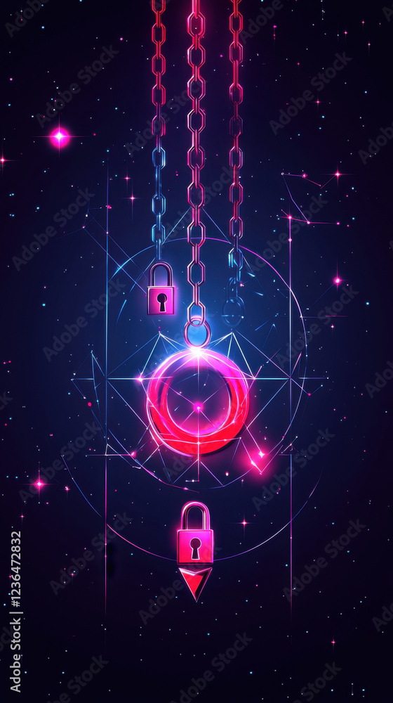 custom made wallpaper toronto digitalvibrant digital illustration featuring chains and locks, symbolizing security