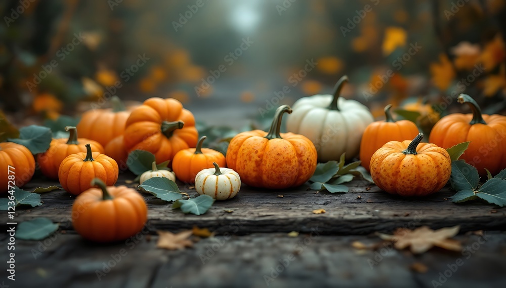 Autumn Pumpkins Rustic Wooden Background Fall Colors Autumn Pumpkins Rustic Wooden Background Fall Colors