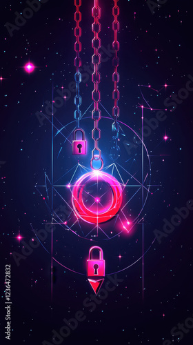 Wallpaper Mural vibrant digital illustration featuring chains and locks, symbolizing security Torontodigital.ca
