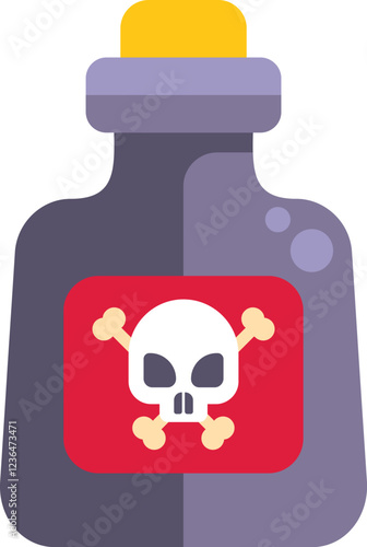 Bottle containing poison with a skull and crossbones warning sign, emphasizing the presence of toxins