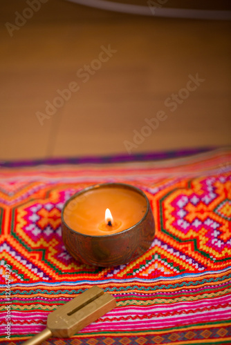 tuning fork on a fabric.