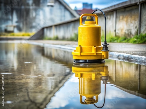 Wallpaper Mural Yellow Submersible Pump in Concrete Basin with Water Torontodigital.ca