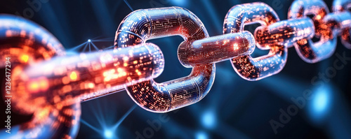 digital chain link representing blockchain technology and connectivity