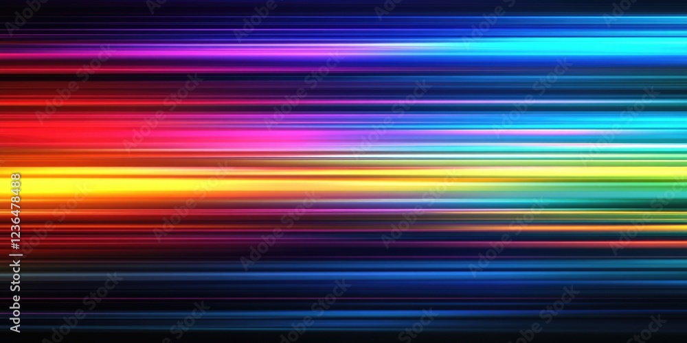 Dynamic, vivid rainbow of lights and colors against dark background. Technology-inspired abstract digital art. Dynamic, vivid rainbow of lights and colors against dark background. Technology-inspired abstract digital art.