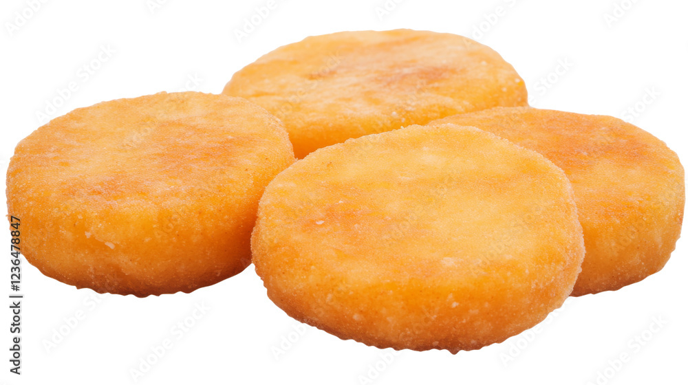 Four round cheesecakes on transparent background, ready to eat Four round cheesecakes on transparent background, ready to eat