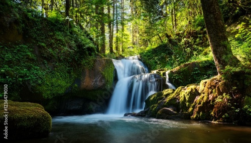 serene waterfall in the heart of a lush forest forest waterfall