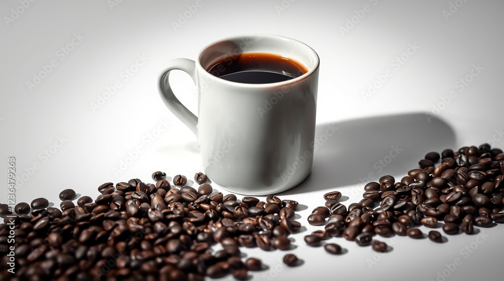 Fresh Coffee Cup with Roasted Beans Fresh Coffee Cup with Roasted Beans