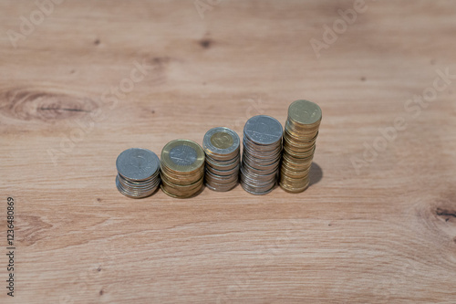 Stacked coins symbolizing financial growth
 photo