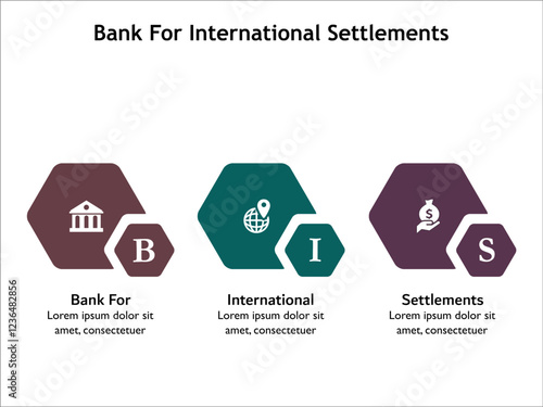 BIS - Bank For International Settlements acronym. Infographic template with icons and description placeholder
