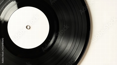 Vinyl Record with Blank Label on White Background  
