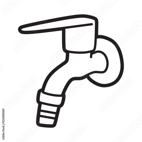 simple black and white left facing water tap vector