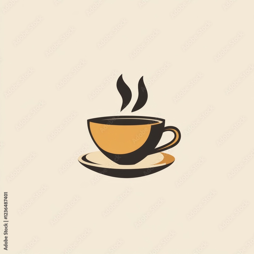 Fototapeta premium a cup of coffee with steam rising from it, sitting on a saucer The cup is filled with a steaming hot beverage, likely coffee, and the steam is rising from the cup,