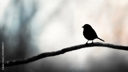  a black bird perched atop a tree branch against a blurred background