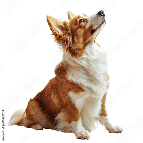 Friendly Dog Sitting on the Floor Isolated on Transparent Background for Heartwarming Pet and Animal Design Concepts photo