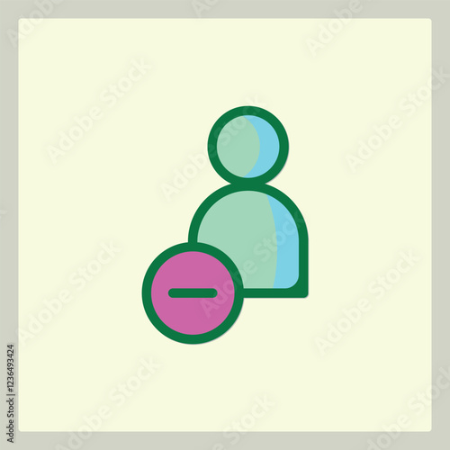Remove user icon with person graphic and a circle with a minus sign on a light background
