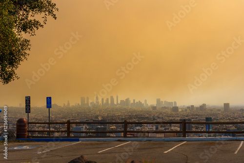 Wallpaper Mural Los Angeles Skyline Amidst Wildfire Smoke and Haze Torontodigital.ca