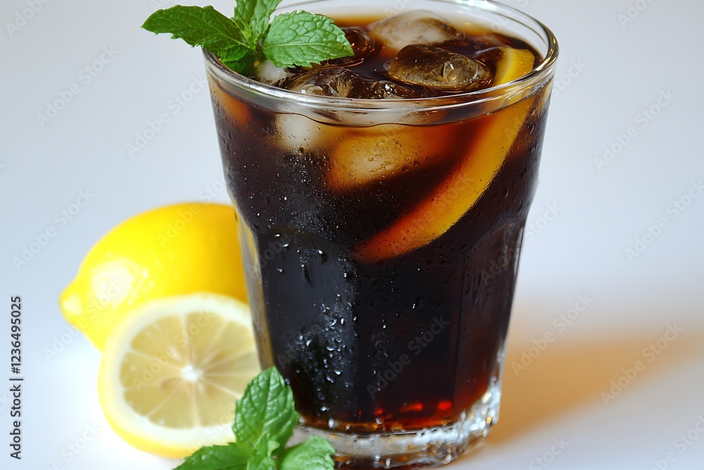 Iced Refreshing Summer Drink with Lemon and Mint Iced Refreshing Summer Drink with Lemon and Mint