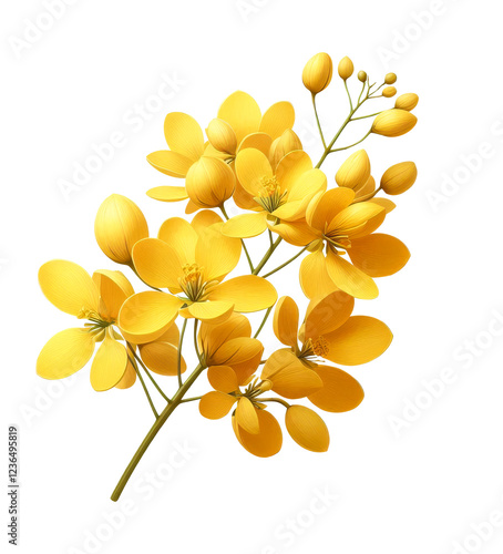 Kanikonna flower, konna poovu or cassia fistula(Golden shower) isolated on transparent background, png image, it is used for vishu celebration in kerala