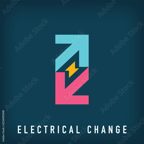 Modern electricity change arrows logo design. Creative energy company design, corporate identity. vector