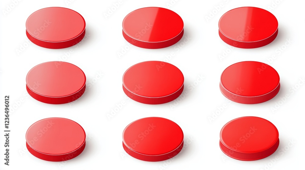 Red round paper sticker label set isolated on white background Red round paper sticker label set isolated on white background