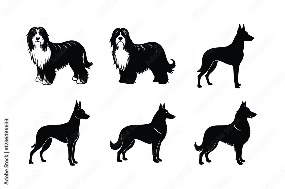 Dog silhouette bundle featuring popular breeds Dog silhouette bundle featuring popular breeds