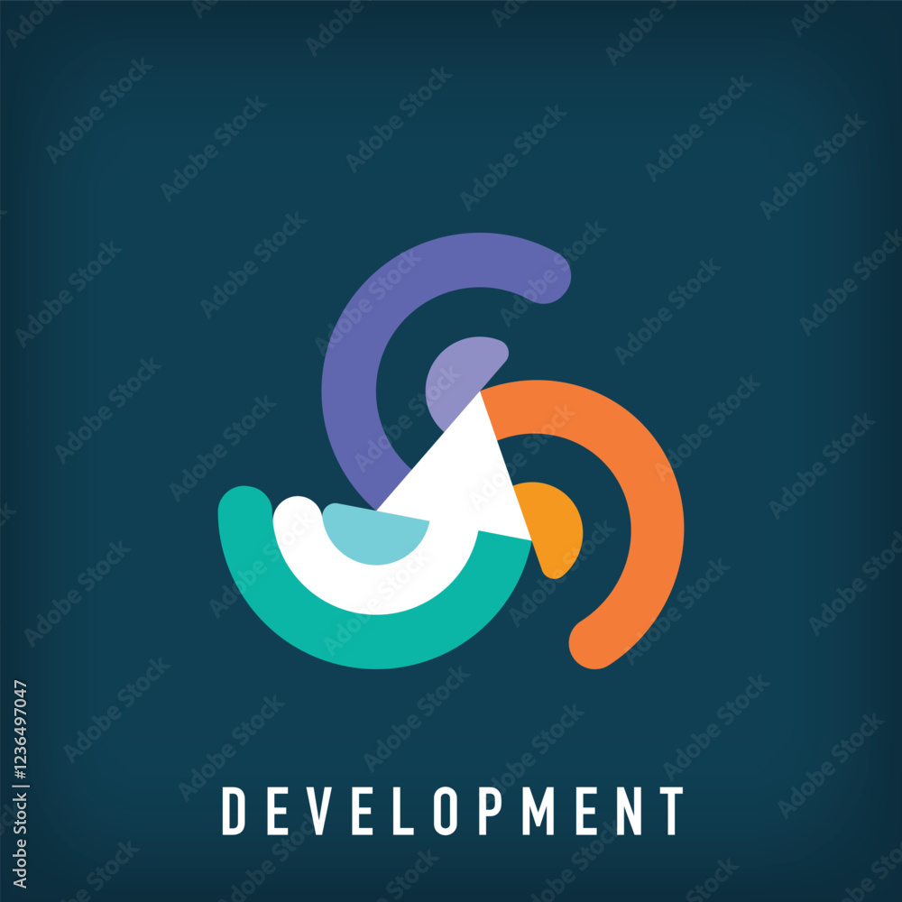 Obraz premium Modern development progress logo design. Creative marketing company design, corporate identity. vector