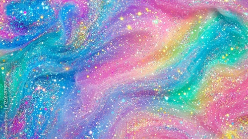 Abstract rainbow pink blue green color glitter sparkle background happy birthday party invite summer mermaid princess little girl texture girly unicorn pony pattern or retro synthwave dance music
