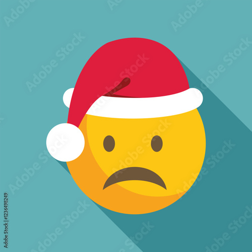 Sad christmas emoji wearing santa hat expressing disappointment with frowning face