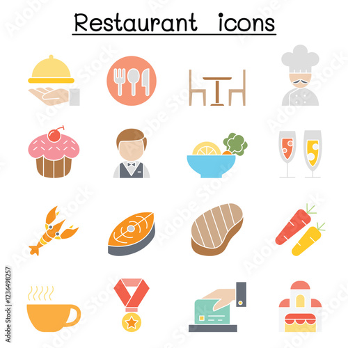 Restaurant icon set in thin line style