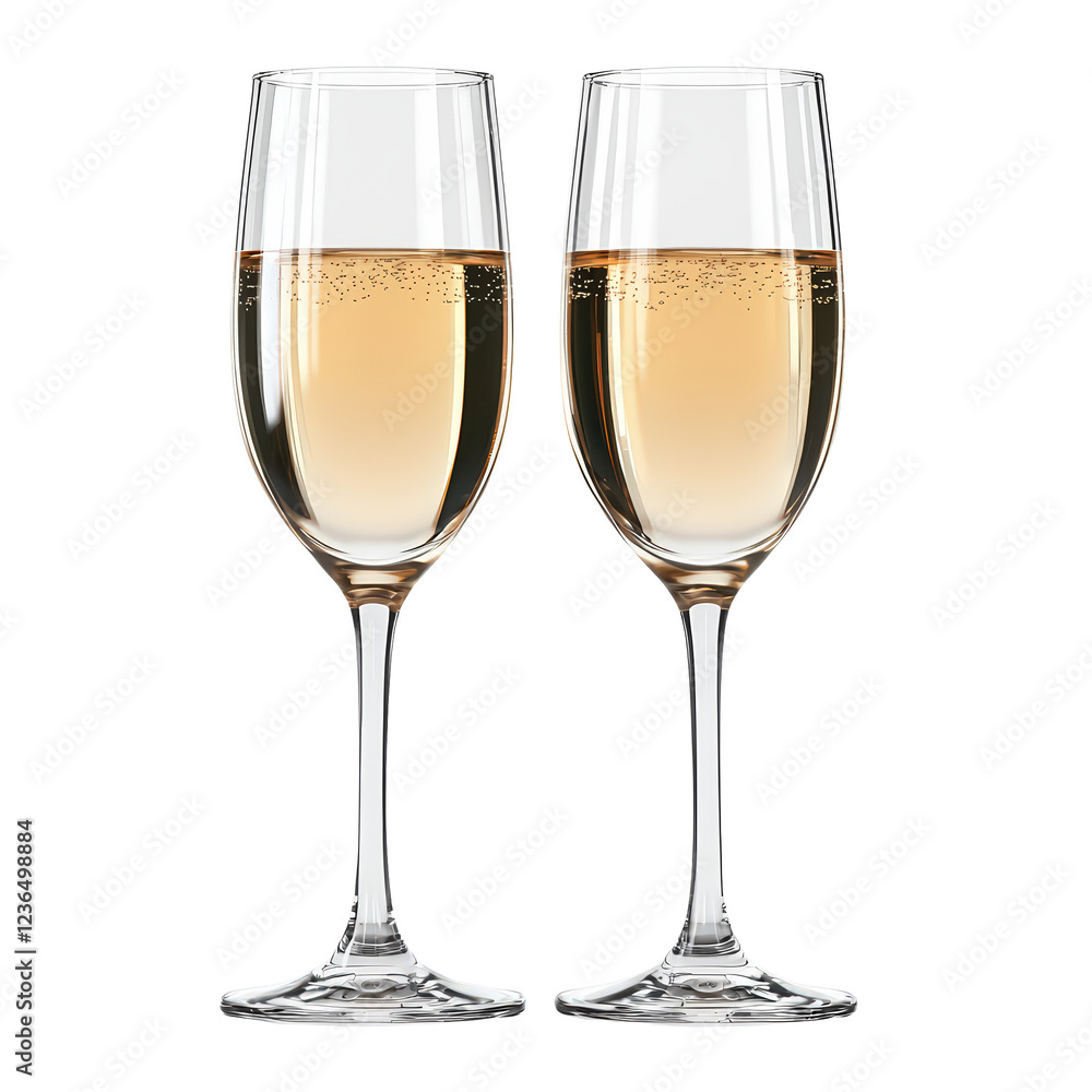 Elegant Pair of Champagne Glasses Making a Toast Isolated on Transparent Background for Celebratory and Luxurious Design Concepts Elegant Pair of Champagne Glasses Making a Toast Isolated on Transparent Background for Celebratory and Luxurious Design Concepts