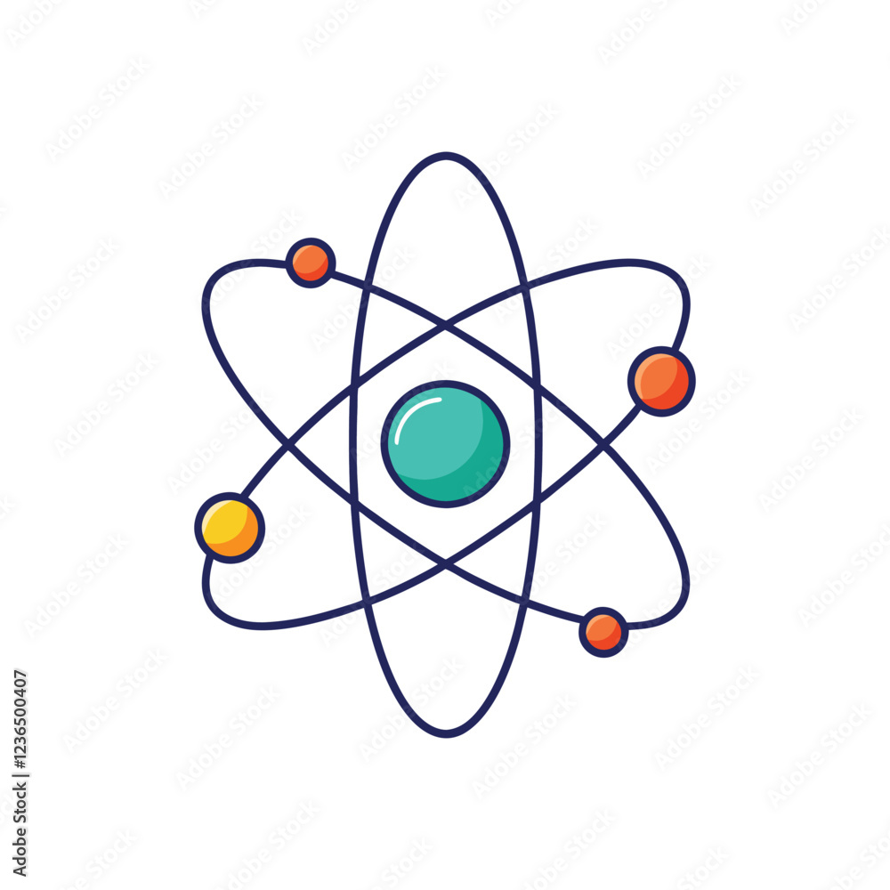 Minimalist Line Drawing of an Atom with Orbiting Spheres
Minimalist Line Drawing of an Atom with Orbiting Spheres