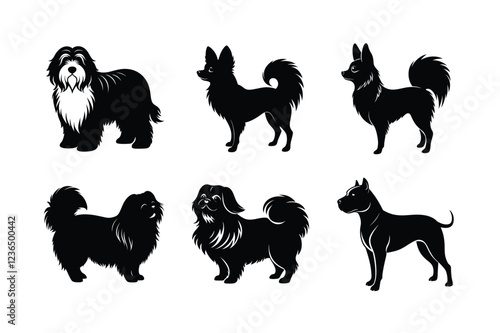 Dog breed graphics in silhouette vector pack