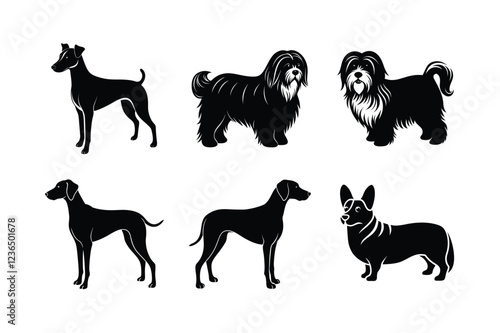 Silhouettes of purebred dogs in vector format