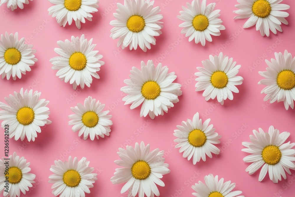 Bright and Cheerful Daisies Arranged on a Soft Pink Background for Fresh Floral Inspiration Bright and Cheerful Daisies Arranged on a Soft Pink Background for Fresh Floral Inspiration