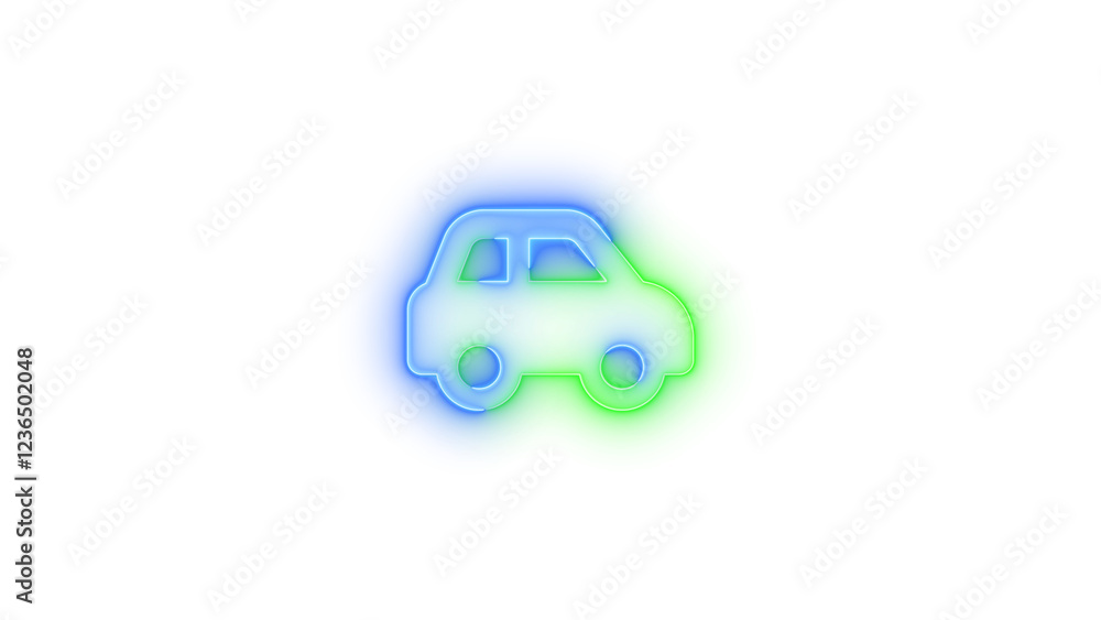 Car side icon glowing neon blue green gradient color Car side icon glowing neon blue green gradient color