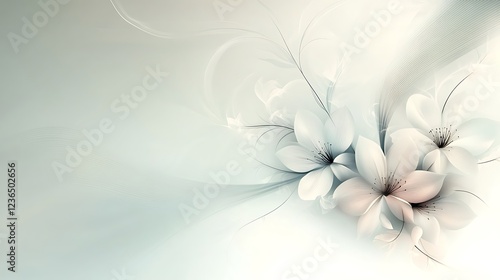 Delicate White Flowers Abstract Floral Design