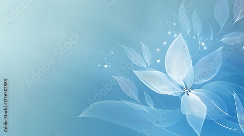 Abstract Blue Floral Design with Delicate White Petals