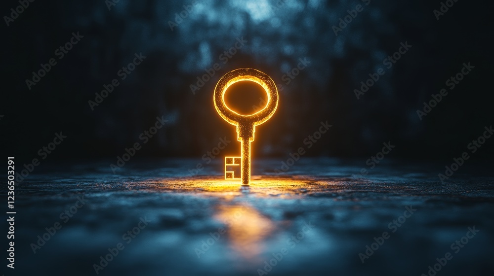 custom made wallpaper toronto digitalGlowing lights key shaped hole in dark empty room Mystical and symbolic concept