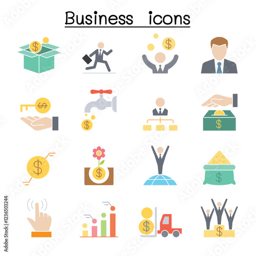Business icon set in thin line style